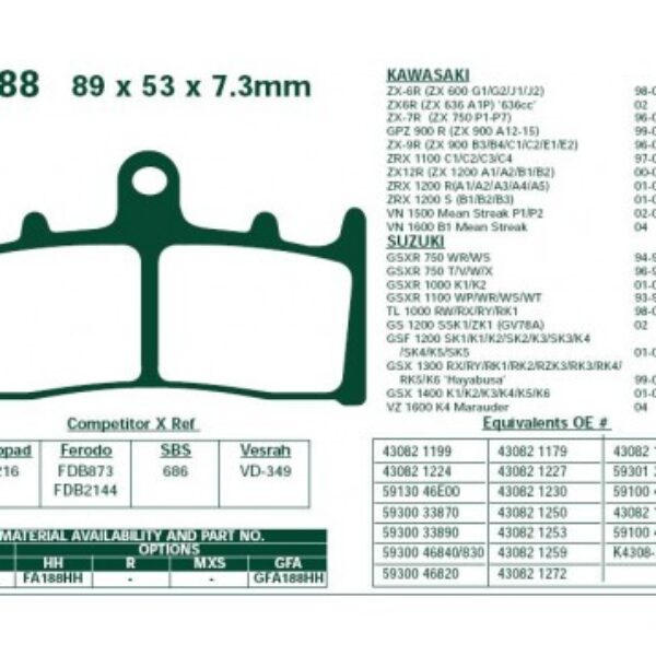 Klocki hamulcowe EBC Kawasaki ZX-6R ZX-7R ZX-12R GPZ VN