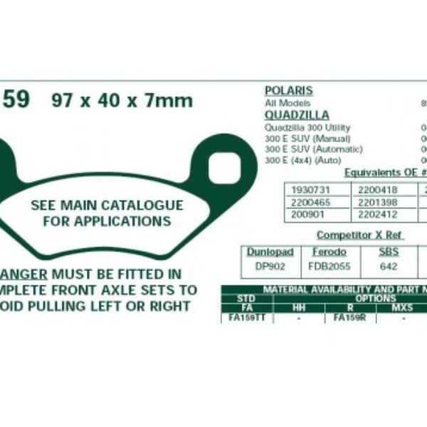 Klocki hamulcowe EBC FA159R Polaris Sportsman