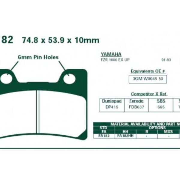 Klocki hamulcowe EBC FA182 Yamaha FZR 1000 Genesis Exup
