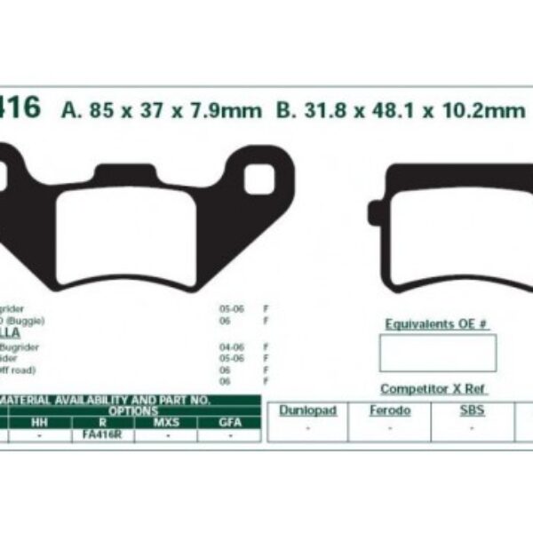 Klocki hamulcowe EBC FA416TT Adly/Herchee Sport 300