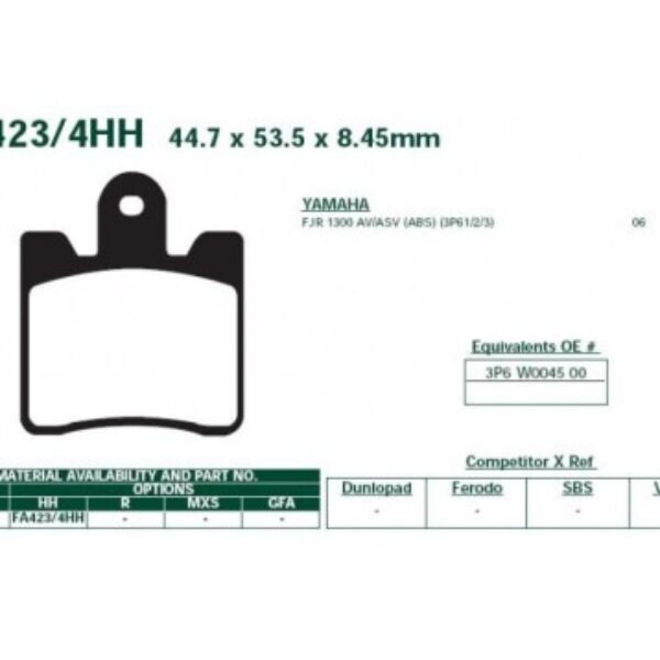 Klocki hamulcowe EBC FA 423/4 HH (4 szt.)YAMAHA FJR 1300 06-14