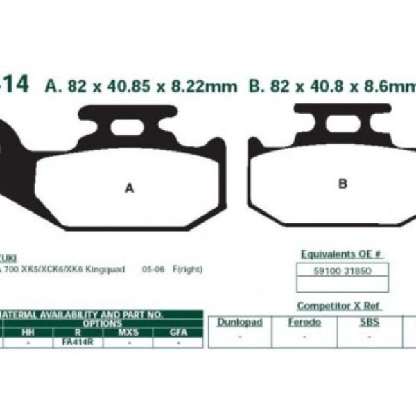 Klocki hamulcowe EBCFA414R