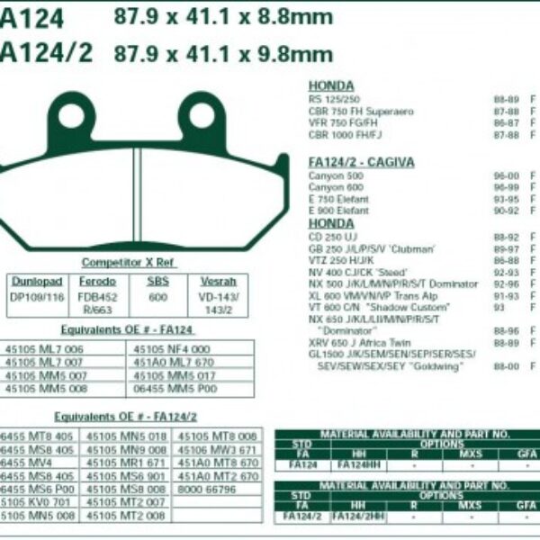 Klocki hamulcowe EBC FA124