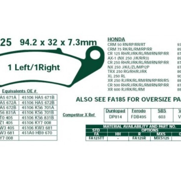 Klocki hamulcowe EBC FA125