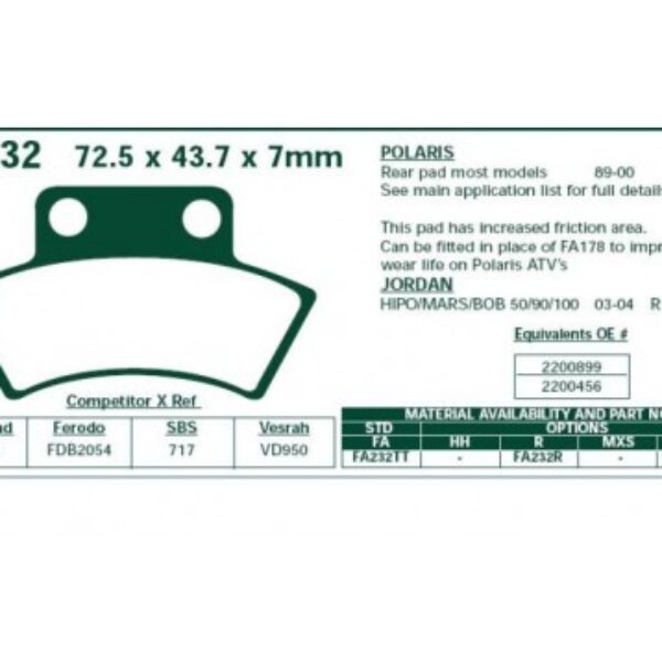 Klocki hamulcowe EBC FA232TT