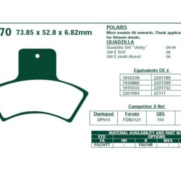 Klocki hamulcowe EBC FA270TT