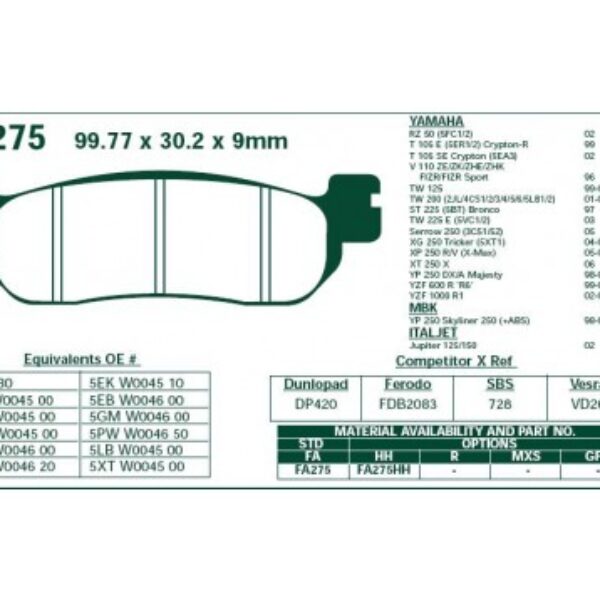 Klocki hamulcowe EBC FA275HH