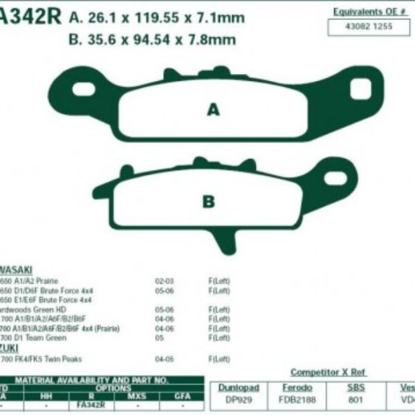 Klocki hamulcowe EBCFA342R