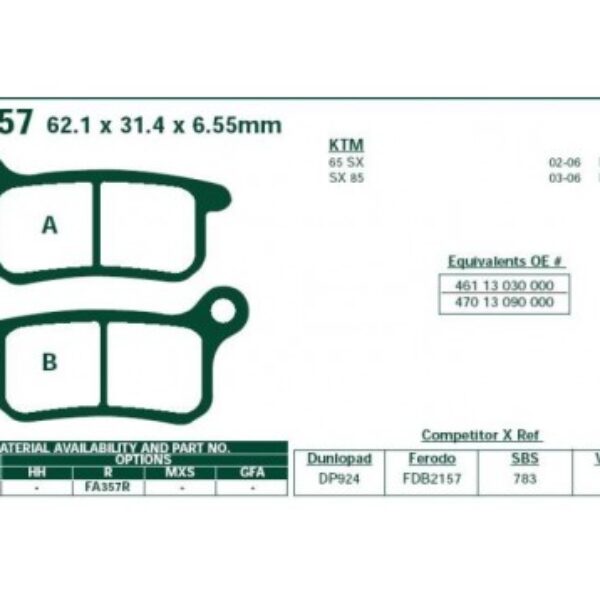 Klocki hamulcowe EBCFA357R