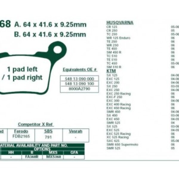 Klocki hamulcowe EBCFA368R