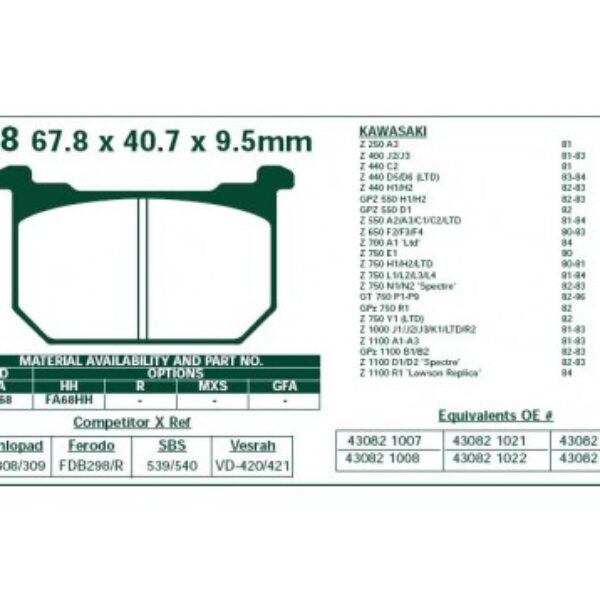 Klocki hamulcowe EBCFA068 KAWASAKI Z 750/1000